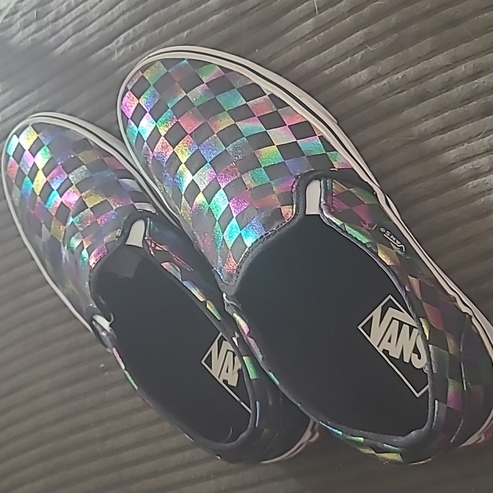 Vans rainbow slip ons
